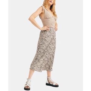 Free People Normani Bias-Printed Skirt -Gray Combo